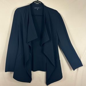 Lafayette 148 New York Virgin Wool Open Drape Front Black Blazer Size 6
